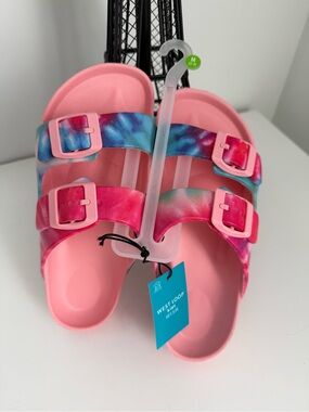 West Loop Kids' Pink Tie-Dye Slide Sandals